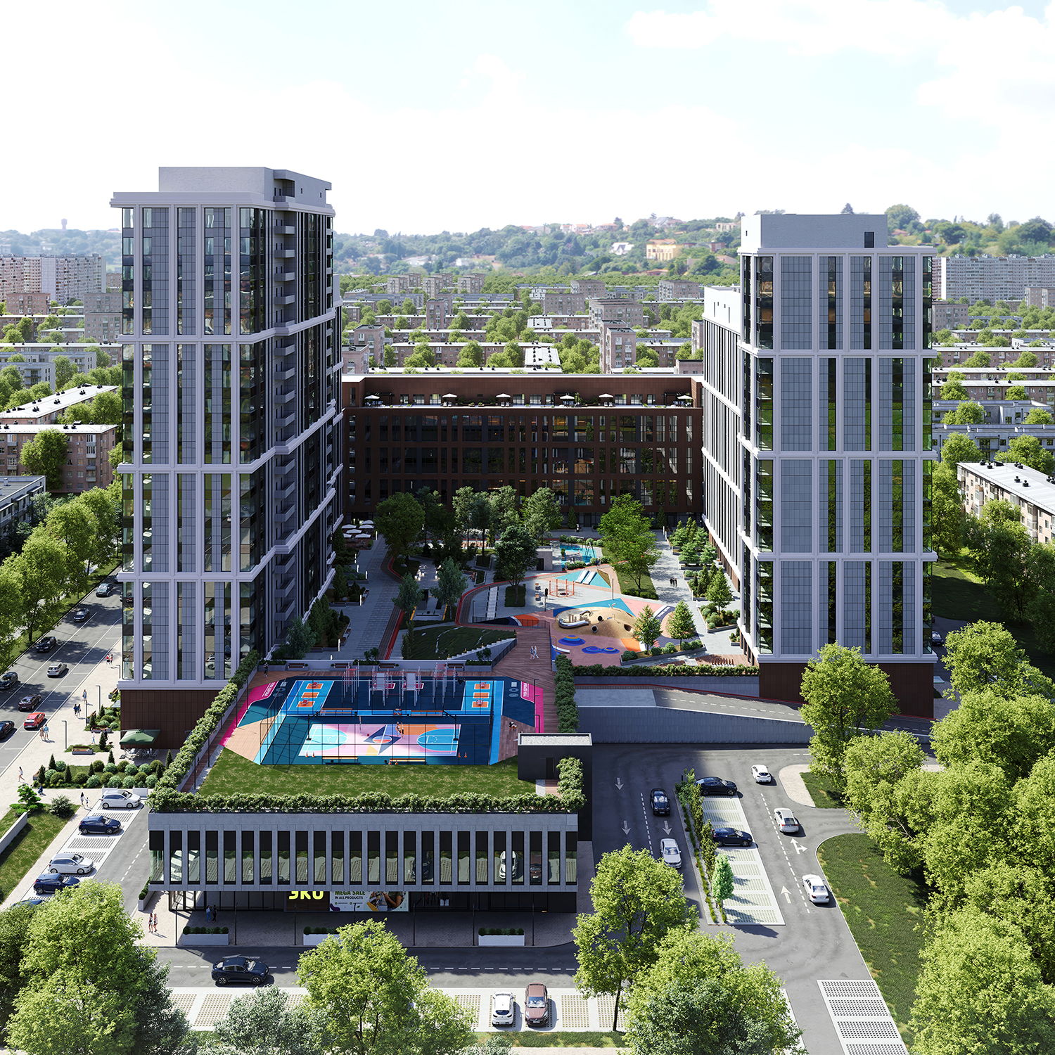 Commercial real estate architectural rendering
