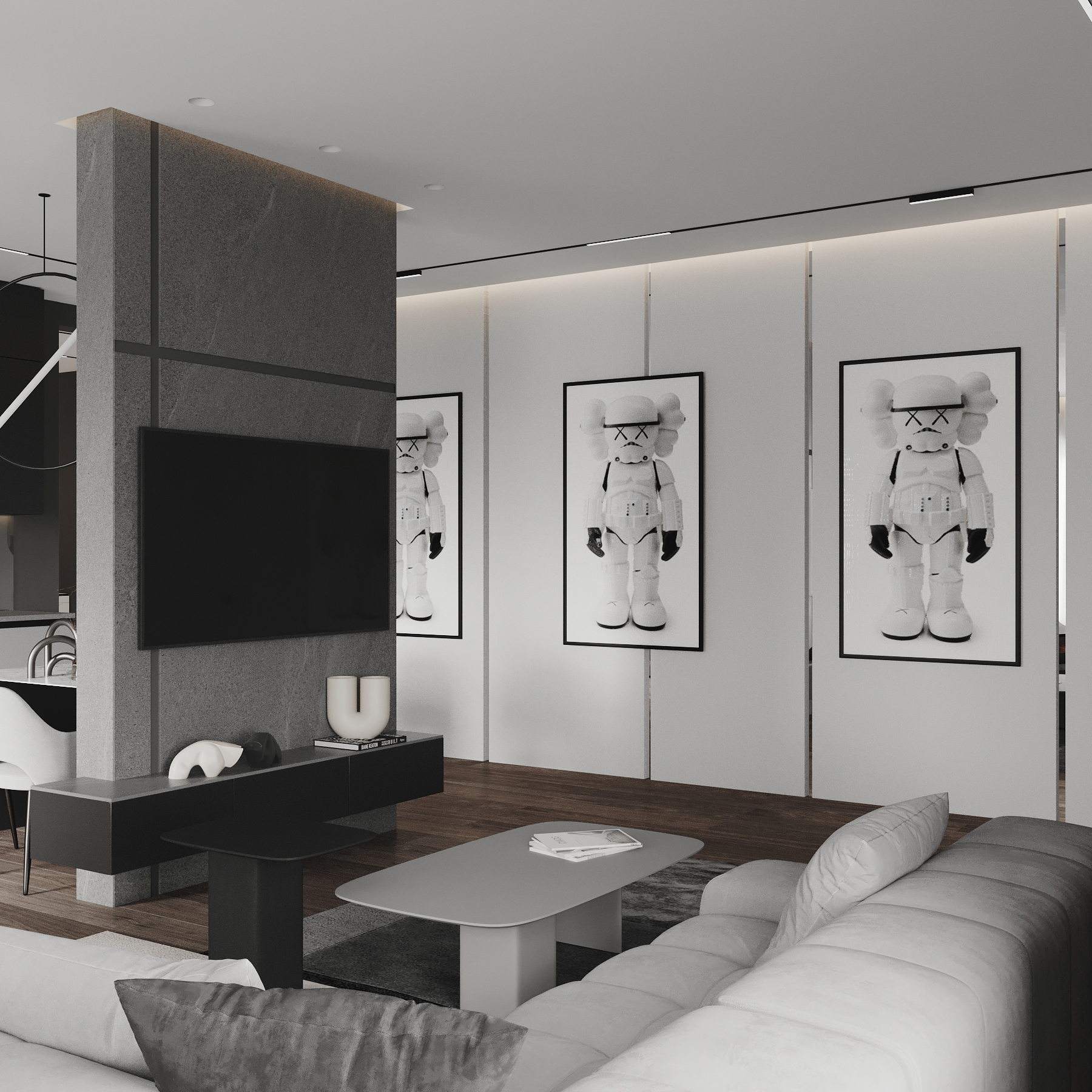 Luxury penthouse interior 3D rendering